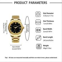 奢华全镶钻石英表，带月相显示和计时功能，节日送礼佳品 - 金色 - 查看 3