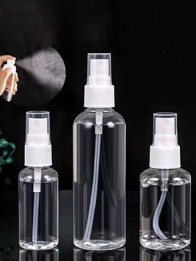 Bộ 3 chai xịt nhựa PET trong suốt cầm tay, dung tích 30ml/50ml/100ml, chai rỗng đựng nước hoa/nước hoa hồng/xịt khoáng, thích hợp cho du lịch, khách sạn, chiết rót mẫu mỹ phẩm.
