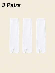 1/3 Pairs Men's Black & White Toe Socks | Minimalist Solid Color Business Socks, Unisex Two-Toe Socks For All Seasons