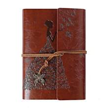 真皮笔记本/日记本，牛皮纸，复古螺旋装订，可替换内页，旅行日记，空白页，纪念品，适合作为女孩返校礼物 - 酒紅色 - 查看 5