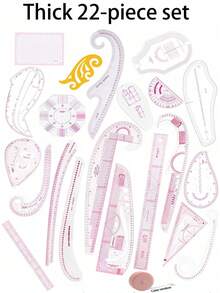 Juego de reglas, regla de costura, regla de diseño de prendas, regla de corte para diseñadores, regla curva, regla de botones, regla de arco, regla flexible, regla para hacer patrones - Multicolor - Ver 22