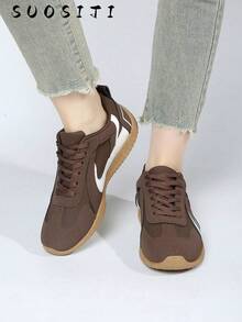 Women's New Lightweight Comfortable Casual Outdoor Skateboard Shoes - Brown - View 5
