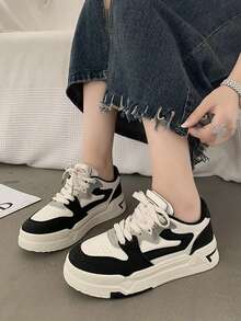 2025 Spring New Girl White Student Sneakers, Fashion Versatile Casual Sports Shoes, Ins - Black and White - View 5