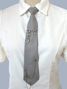 1pc Women's Tassel Chain Tie-Free Collar, Suitable For Casual, School, Street, And Daily Wear