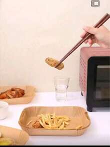 200张一次性空气炸锅烘焙纸垫，长方形，厨房配件，不粘烘焙纸，适用于双面空气炸锅，空气炸锅配件，防油防水，空气炸锅纸垫