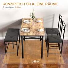 HOMCOM 4-Piece Dining Set, Table And 2 Chairs, Bench, Space-Saving Set, Ideal For Small Rooms, Kitchen, Dining Room, Brown