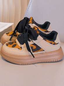 1双男女童/学生鞋，PU皮革防水舒适休闲防滑平底百搭时尚运动鞋，四季皆宜 - 卡其色 - 查看 13