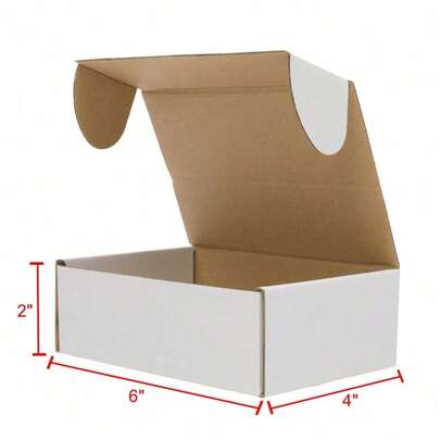 50 Pcs White Outside Yellow Inside Corrugated Paper Boxes - 6x4x2 Inch (15.2*10*5cm) For Shipping Packaging Storage Use