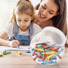 Bộ 10 hũ nhựa trong suốt 350ml có nắp đậy, miệng rộng, thích hợp để đựng kẹo, bánh quy, đồ ăn vặt trên mặt bàn bếp, cũng có thể dùng để trang trí nhà cửa, tổ chức tiệc tùng và các dịp lễ. - Nhiều màu - Xem 11