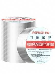 [HONF] Ruban en aluminium butyle amélioré [Taille, 10 cm x 4,9 m] - Ruban d'étanchéité super adhésif et imperméable pour la réparation du toit de camping-car, les fuites de fenêtre, les gouttières, les bateaux et les tuyaux - Ruban de réparation en feuille d'aluminium résistant aux UV et à la chaleur (argent) - Multicolore - Voir 2