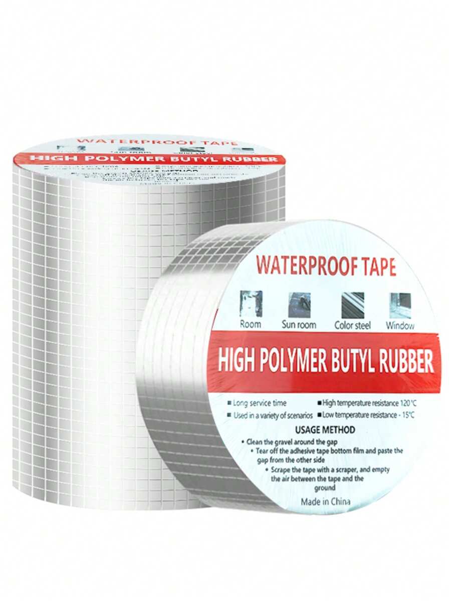 [HONF] Ruban en aluminium butyle amélioré [Taille, 10 cm x 4,9 m] - Ruban d'étanchéité super adhésif et imperméable pour la réparation du toit de camping-car, les fuites de fenêtre, les gouttières, les bateaux et les tuyaux - Ruban de réparation en feuille d'aluminium résistant aux UV et à la chaleur (argent)