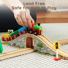 SainSmart Jr. Juego de Tren de Madera para niños pequeños con Pistas de Tren de Doble Cara para Brio Thomas  y Doug Tren de Juguete de Madera para niños y niñas de 3 4 5 años - como en la foto - Ver 4