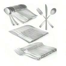 10/25/350/75/150pcs Silver Cutlery Set, High Quality Durable Kitchenware, Washable And Reusable, Minimalist And Elegant Design, Suitable For Parties, Weddings, Gatherings, Dinners, Balls, Beach Parties, Tea Parties, Festivals And New Occasions - Silver - View 7