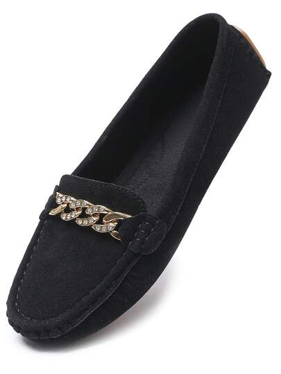 Zapatos de mujer de unicolor con estilo universitario, con cristales decorativos, punta redonda, transpirables, cómodos mocasines de moda, adecuados para estudiantes, ballet, versátiles y casuales, ligeros, antideslizantes y suaves para uso en exteriores, primavera