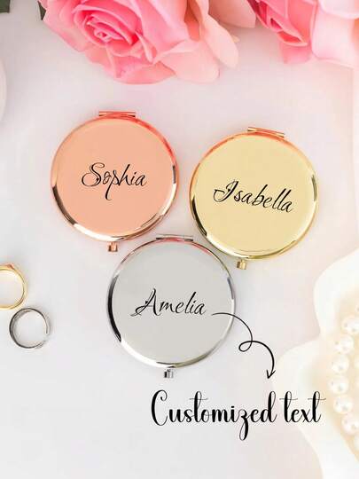 Personalized Mini Makeup Mirror, Bridesmaid Gift, Birthday Flower Makeup Mirror, Women's Portable Makeup Mirror, Bridesmaid Thank You Gift, Wedding Bride Gift