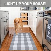 IOHOUZE Buffalo Plaid Checkered Rug 27.5inch X 43inch Front Door Mats, Washable Area Rugs For Front Porch Decor, Spring Summer Welcome Mats Outdoor, Gray White Rug For Farmhouse/Entryway/Home Entrance,One-Size,GreyandWhite24inchx38inchRectangular - 灰白色 24 英吋 x 38 英吋長方形 - 查看 4