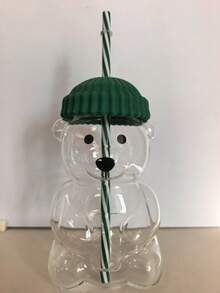 Cốc thủy tinh hình gấu không nhãn mác 20oz, cốc thủy tinh hình gấu có nắp và ống hút mật ong, cốc thủy tinh có nắp và ống hút, cốc dễ thương, cốc hình gấu mỏ vịt, cốc cà phê, cốc bia, cốc rượu vang, cốc cocktail, đồ uống bằng thủy tinh - Nhiều màu - Xem 8