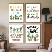 1/4件装 “让我们互相支持”校园励志帆布海报。返校季墙面装饰。非常适合学校墙壁、走廊、食堂和办公室走廊的装饰。家居装饰和墙面艺术！室内装饰。房间装饰美学，可选画框 - 彩色 - 查看 9