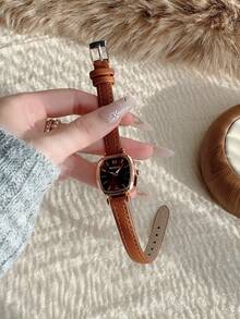 1pc Square Belt Women's Quartz Watch Exquisite And Compact Suitable For Daily Matching With Birthday/Graduation Gifts And Gathe
