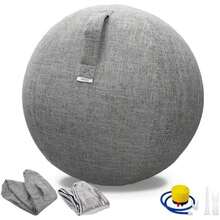 Silla de pelota de ejercicio con funda de tela, tamaño estándar (65 cm), para oficinas en casa, entrenamiento de equilibrio, pelota de yoga - / - Ver 1