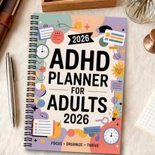 1pc ADHD Planner For Adults & Women - Productivity Organizer With To-Do Lists, Task Lists, Focus Tracker, Daily Planner - Spiral Notebook With Color-Coded Pages