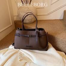 Contrast Color Minimalist Large Capacity Versatile Commuter Handbag For Women - Coffee - View 11