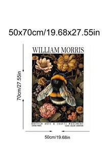 1pc William Morris-Inspired Bee & Floral Canvas Art Print Modern Retro Poster, Animal Theme Wall Decor For Living Room, Bedroom, Home Office - Botanical Nature Insect Wall Art, Festival Gifts, Office Decor, Kitchen Decor, Wall Arts, Wall Decor, Home Decor, Room Decor, Canvas Wall Art, Posters, Wall Art With Frame, Optional Frame - Multicolor - View 13