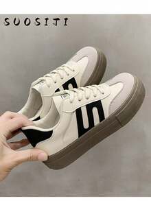 新款女士防滑平底休闲鞋 - 黑與白 - 查看 5