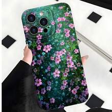 2026 nueva funda de teléfono esmerilada, funda de teléfono con patrón floral de flores rosas y azules, diseño natural para  17 15 Pro Max,  17 14 Pro,  17 13,  17 12,  Galaxy S23 S22 S21 S20, protector de teléfono, funda de pareja, regalo para novio, novia, San Valentín, cumpleaños, aniversario. - Azul Klein - Ver 4