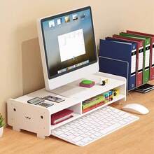 1 chiếc giá đỡ màn hình máy tính văn phòng chất lượng cao, giá để đồ hai tầng, giá sắp xếp bàn làm việc đa chức năng, giá đỡ trưng bày. - trắng - Xem 7