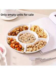 2pcs Multi-Compartment Round Tray - Durable Plastic Tray, Suitable For Holding Snacks, Nuts, Fruits And Appetizers, Ideal For Parties, Weddings, Holidays, Kitchen And Dining - Multicolor - View 7