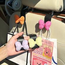 2pcs Cute Bowknot Car Seat Back Hooks Multifunctional Rear Seat Organizer For Hanging Handbags/Wallets/Umbrellas/Grocery Bags Space-Saving Creative Car Interior Accessories Fits Most Vehicles - Pink Bow - View 8