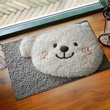 1 covor de baie din microfibră cu model de ursuleț alb mic, antiderapant și super moale, preș de ușă, covoraș de absorbție a apei pentru baie, lavabil la mașină, cu fir scurt, spate TPR, material tricotat, pentru baie, dormitor, bucătărie, intrare, utilizare în interior și exterior, accesorii și decor pentru baie, cadou perfect pentru casă nouă. - Multicolor - Vizualizare 5