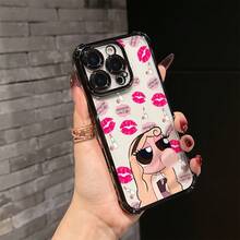 Funda Transparente Suave para 16,15,14,13,12,11 Pro,X,XR,XS,8,Plus, Chica Genial que Sopla Burbujas, Protección Resistente a Impactos17   17promax - Negro - Ver 2