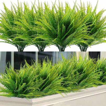 8/12/6pcs Artificial Boston Fern Plants, UV Resistant Greenery Bushes, DIY Decoration For Home, Office, Garden, Indoor, And Outdoor