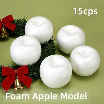7,2 cm/2,83 tum vita skumäppelmodeller, 15 st, lämpliga för pyssel, skolprojekt, juldekorationer, heminredning och diverse fester
