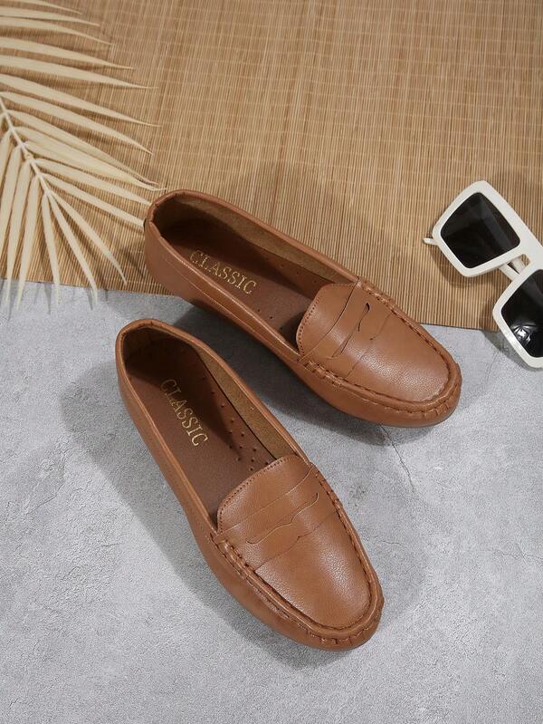 2026 Spring New Women's Fashion Flat Shoes, Minimalist Casual Soft-Sole Comfortable Solid Color Women's Work Shoes