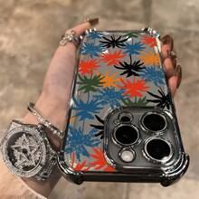Funda de teléfono de moda con diseño de hoja moderno, compatible con los modelos 17, 17, 16, 15, 14, 13, 12, 11,, Pro,, X, XR, XS y 8 Plus.Cuenta con un tratamiento de superficie electrochapado de alta calidad, protección transparente a prueba de golpes y una apariencia elegante. - Colores mixtos - Ver 5