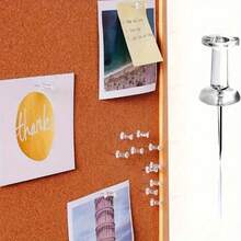 30/50/100/200pcs Assorted Push Pins, Multicolor Plastic Thumb Tacks, For Soft Cork Board, Office & School Supplies, Back To School, Home & Office Essentials - Transparent - View 6