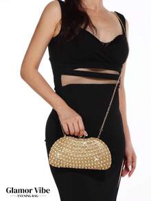 奢华水晶宝石手拿包，优雅闪亮腕带钱包，适合婚礼派对、舞会、宴会、女性礼物、生日、情人节 - 金色 - 查看 6