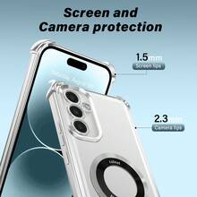 New Electroplated Magnetic Ring Transparent Case, CD Pattern Magnetic Ring Phone Case, New Electroplating Technology Anti-Drop Phone Case, Compatible With Apple 11/12/13/14/15 Pro Max, Galaxy S22/S23/S24+, A04/A05/A14/A15/A24/A25/A34/A54, OPPO, VIVO, Redmi 13c - Silver + CD Magnet + Tail - View 2