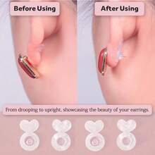 Broches de silicona transparente y plástico para pendientes - Broches de pendientes, almohadillas estabilizadoras de pendientes para pendientes pesados, broches de repuesto cómodos que evitan el descolgamiento del lóbulo de la oreja, se ajustan a pendientes grandes, con formas de corazón y diseños acrílicos - Espaldas de aretes - Ver 2