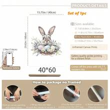 1PC Canvas Wall Art_Nursery Decor Printed Rabbit Burrow Motif, Watercolour Easter Art, Rabbits With Flowers, Spring Blossoms, Farm Animals, Easter Egg Design, Rabbit Garland - Framed Nursery Wall Art Perfectly Suited For Children's Room Decor, Playroom Decor Children's Room Decor Nursery Decor Daycare Decor Girls' Bedroom Girls' Room Decor Children's Room Decor Boys' Bedroom Boys' Room Decor Girls' Bedroom Decor