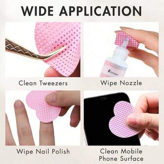 1000/200pcs Nail Cleaning Wipes - Professional Lint-Free Nail Polish Remover Pads, UV Gel Cleansing Tissues, Unscented Manicure Prep And Finishing Cleaning Tool (Heart Shape)