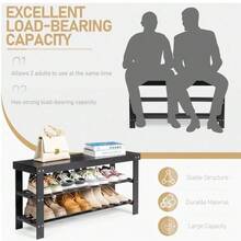 3-Tier Seamless Top Bamboo Shoe Rack - Sturdy Space-Saving Shoe Organizer For Entryway Hallway Closet Bedroom Use - Mặc định - Xem 8
