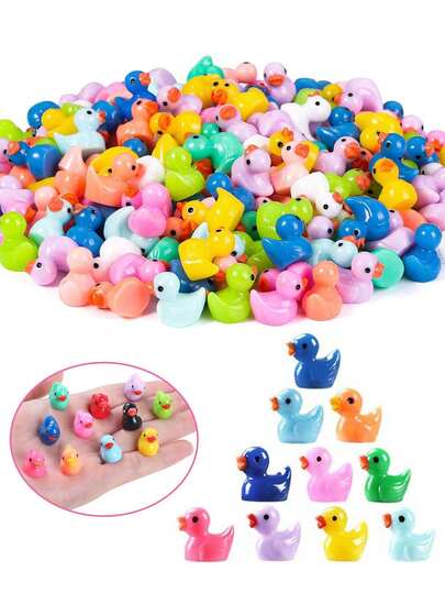 40pcs/Pack Valentine's Day Mini Resin Ducks, Pink & White Heart Shaped Mini Resin Ducks, Bulk Mini Ducks, Suitable For Micro Landscape Decoration, Crafts, Party Favors, Vase Decor, Cake Decoration