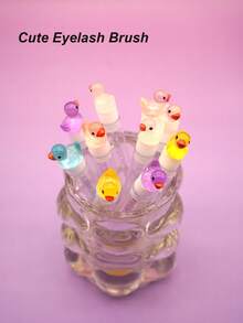 1/5/10pcs Cute Transparent Duck Eyelash Brush, Eyelash Extension Spiral Brush, Portable Tube Eyelash Brush, Crystal Handle Brush,Giveaways - Multicolor - View 3