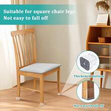 8/24 piezas Protectores de piso de silla de silicona cuadrados con fieltro, almohadillas antiarañazos y reductoras de ruido transparentes, adecuadas para el hogar, la oficina, la cocina, el comedor - Gris - Ver 2