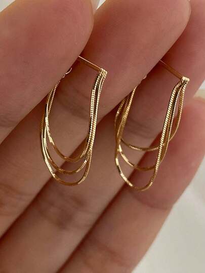 1对金属链耳环，欧美风格个性时尚长耳环，适合女性和女孩，旅行、婚礼、派对配饰，生日、圣诞节礼物（2026款）