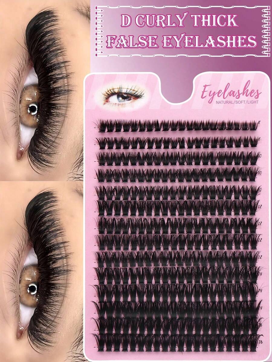 280pcs 60D Mix Cluster Eyelash, 0.05mm Thickness, D Curl, 8mm-16mm Mix Length, Natural Style Russian Flat Dense Fluffy Handmade Mink Eyelash Cluster For Halloween Theatrical Makeup, Festival Makeup, Christmas Makeup, Beginner Essentiallash Clusters,Eyelash Clusters,Individual Eyelashes,Lashes,Fake Lashes - D - View 1